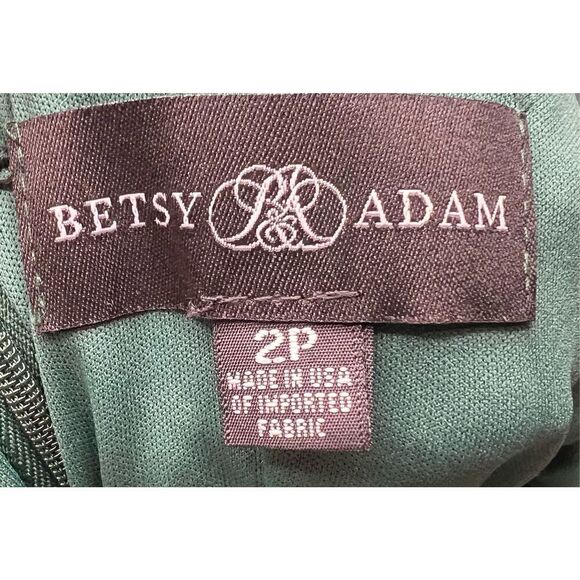 Betsy & Adam "MARISA" LONG CRINKLE DRAPE SLEEVE DRESS in Jade NWT Size 2 Petite - Picture 8 of 10